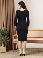 Kotty Women Square Neck Bodycon Midi Dress