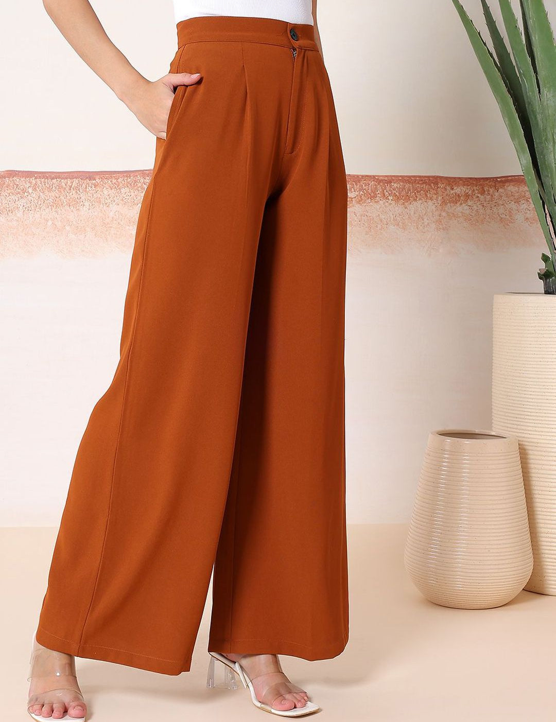 Kotty Women Comfort Flared High-Rise Parallel Trousers