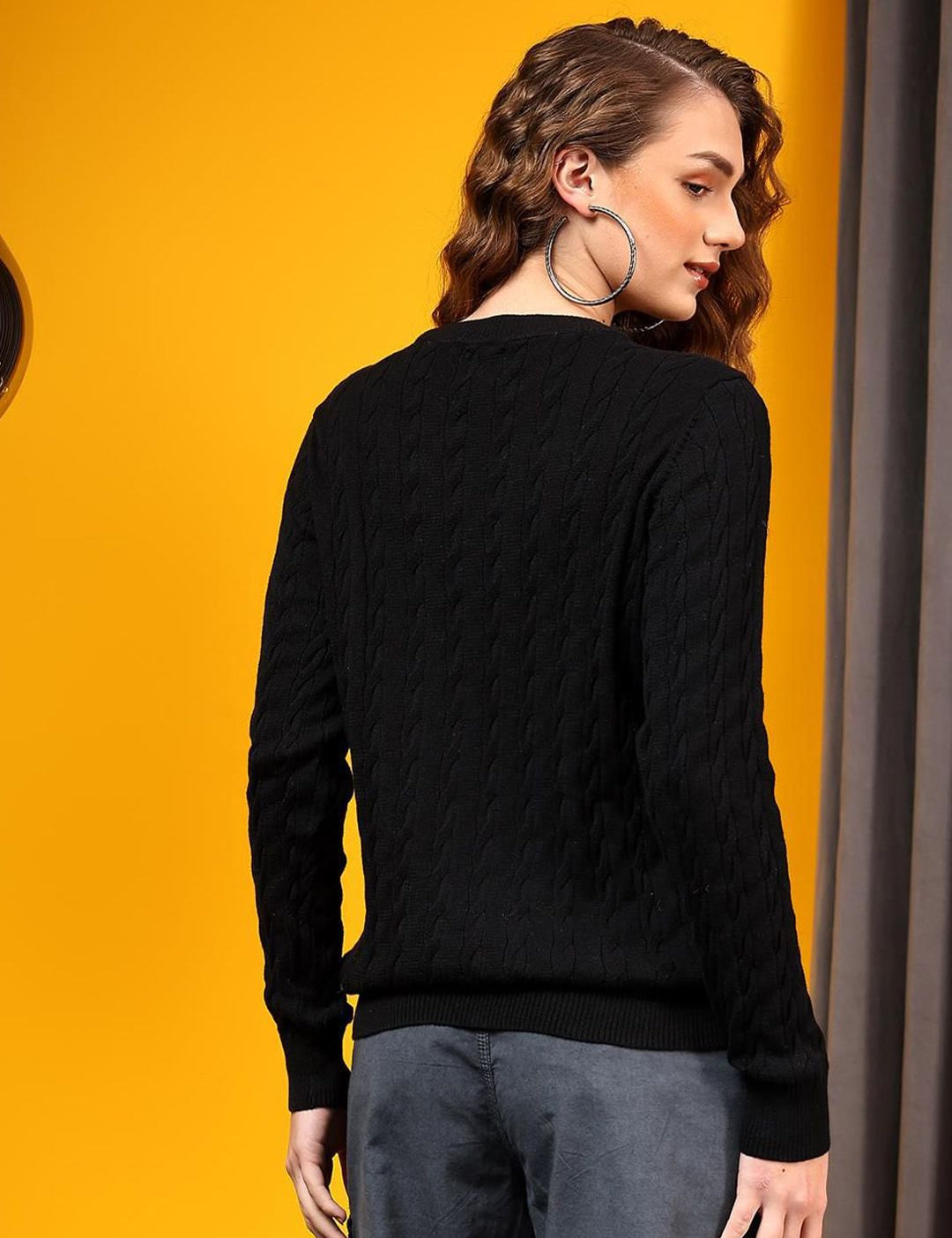 Kotty Women Self Design Cable Knit Pullover Sweaters