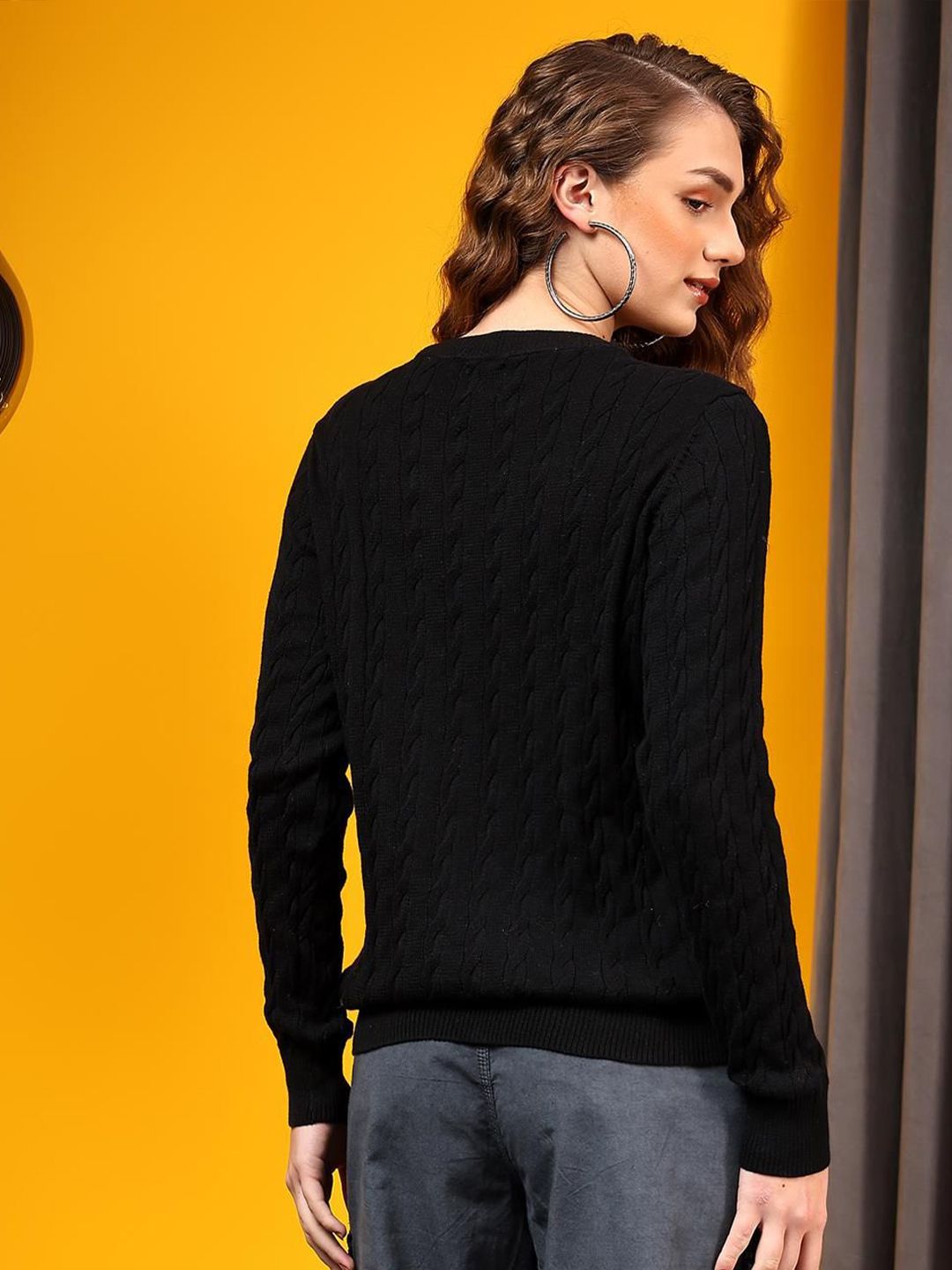 Kotty Women Self Design Cable Knit Pullover Sweaters