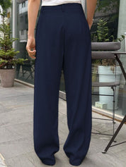 Kotty Women Relaxed Straight Leg High-Rise Pleated Trousers