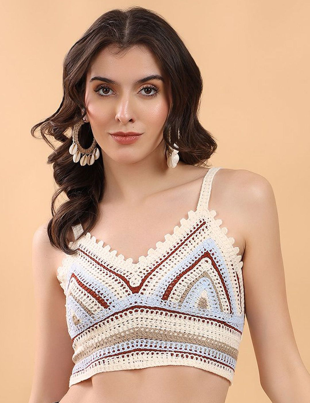 Kotty Embellished Print Cotton Crop Top