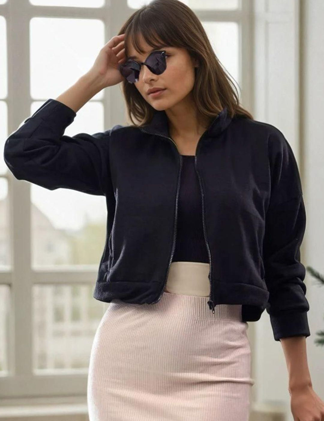 Kotty Women High Neck Long Sleeves Sweatshirt