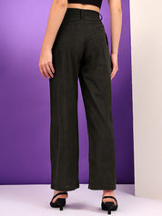 Kotty Women Loose Fit High-Rise Corduroy Pleated Trousers