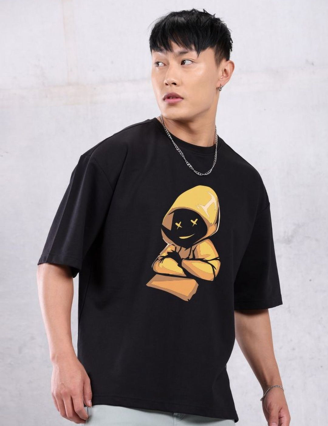 Kotty Men Graphic Printed Round Neck Cotton Oversized T-Shirt