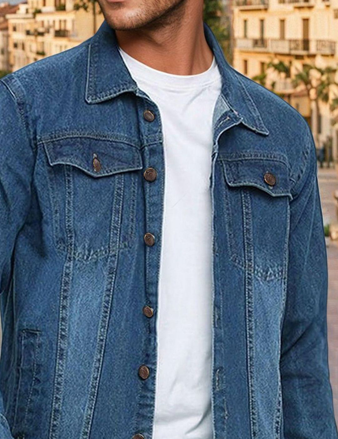 Kotty Men Solid Denim Jacket