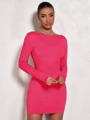 Kotty Solid Bodycon Backless Mini Dress
