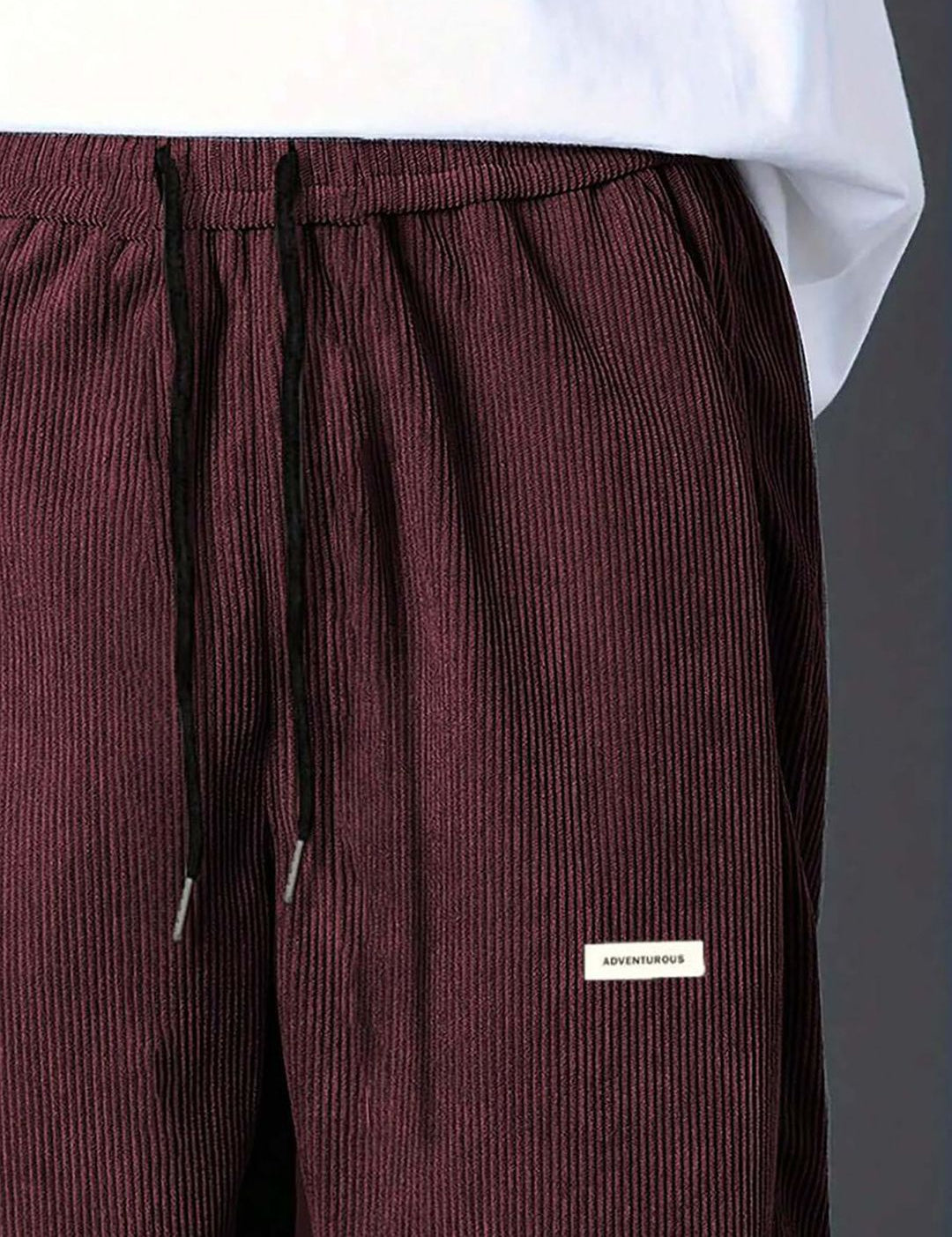 Kotty Men Cotton Relaxed High-Rise Corduroy Joggers Trousers