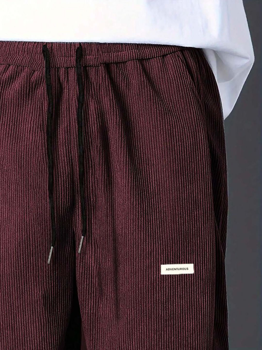 Kotty Men Cotton Relaxed High-Rise Corduroy Joggers Trousers