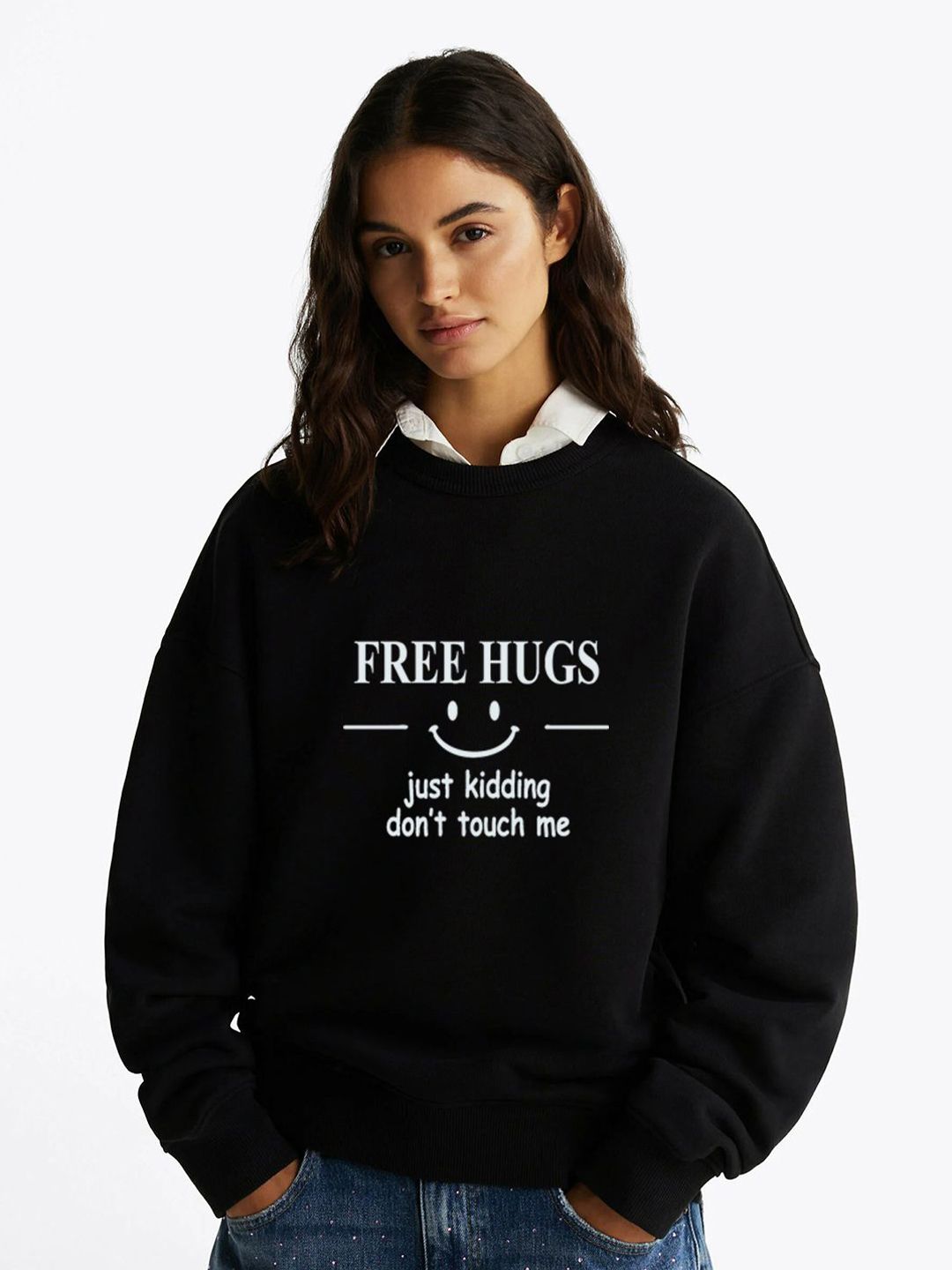 Kotty Women Printed Round Neck Full Sleeve Sweatshirt