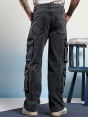 Kotty Men Straight Fit Low-Rise Wrinkle Free Pleated Cargos Trousers