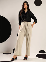 Kotty Women Relaxed Fit Solid Spread Collar Cotton Casual Shirt