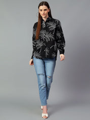 Kotty Women Comfort Spread Collar Floral Printed Cotton Oversized Casual Shirt