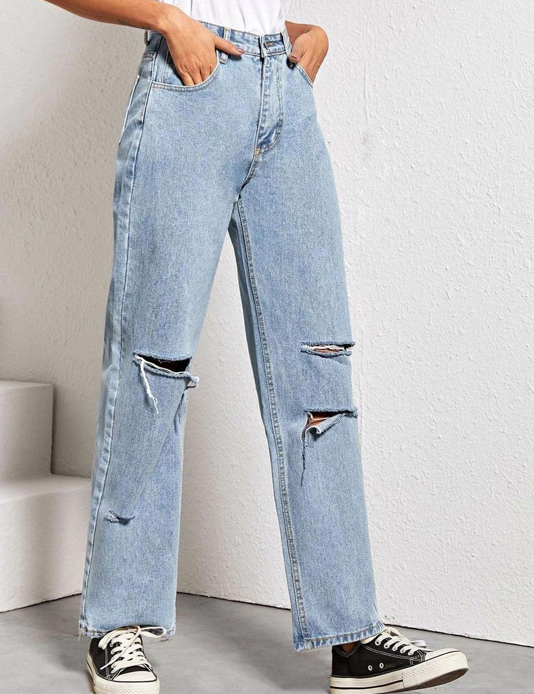Kotty Women Straight Fit High-Rise Cotton Stretchable Jeans