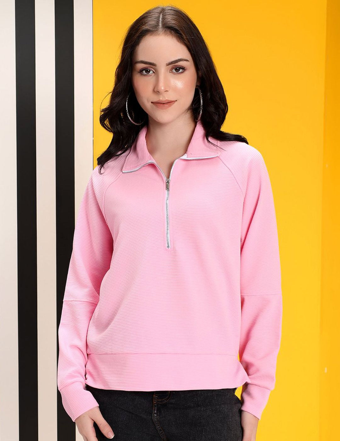 Kotty Women Cotton High Neck Sweatshirt