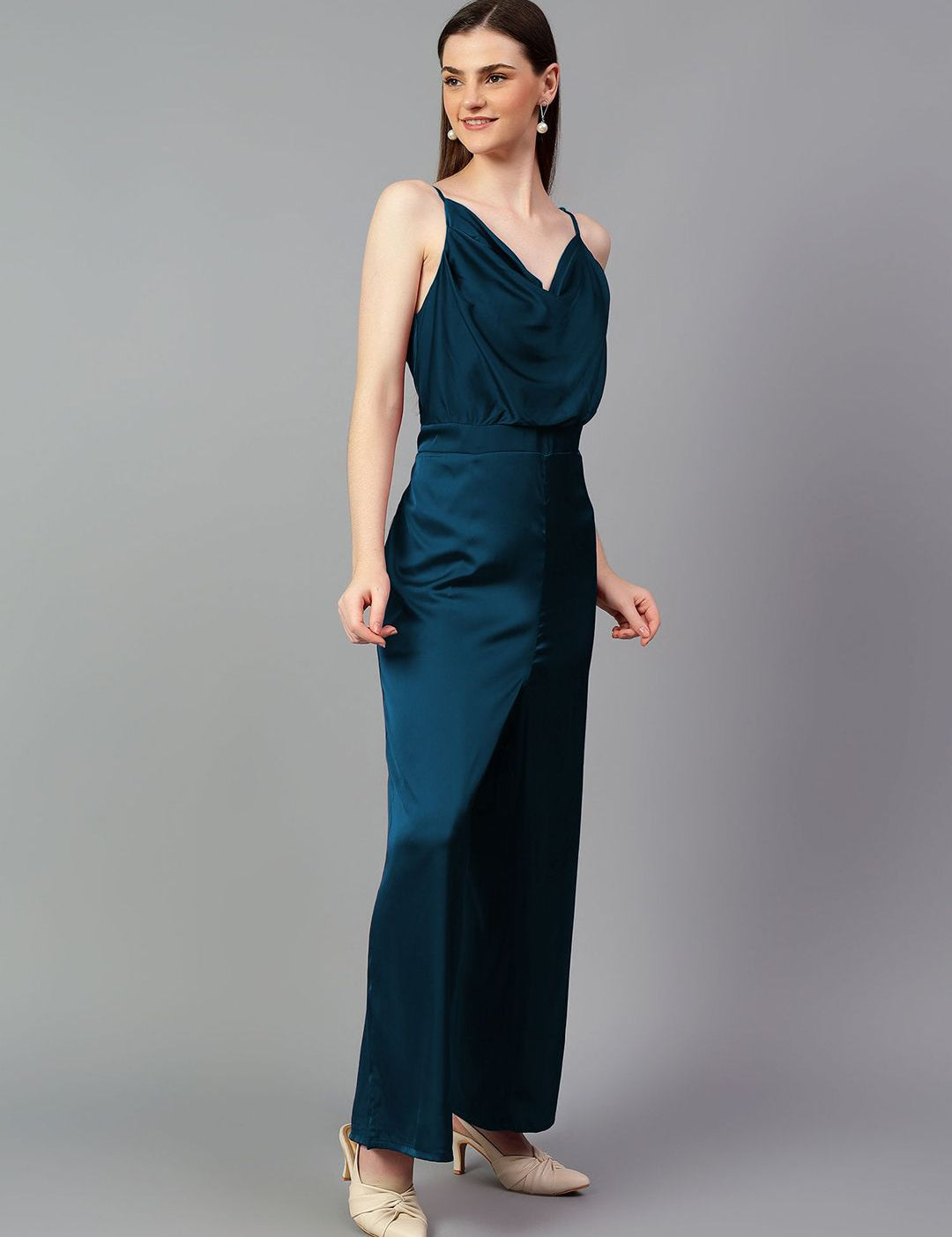 Kotty Cowl Neck Basic Solid Jumpsuit