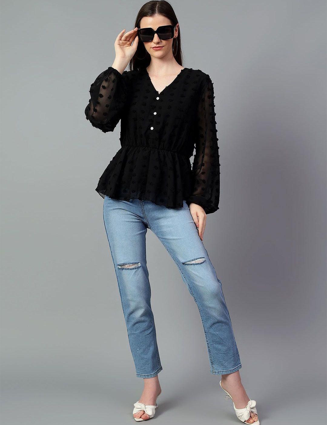 Kotty Women Solid V-Neck Top