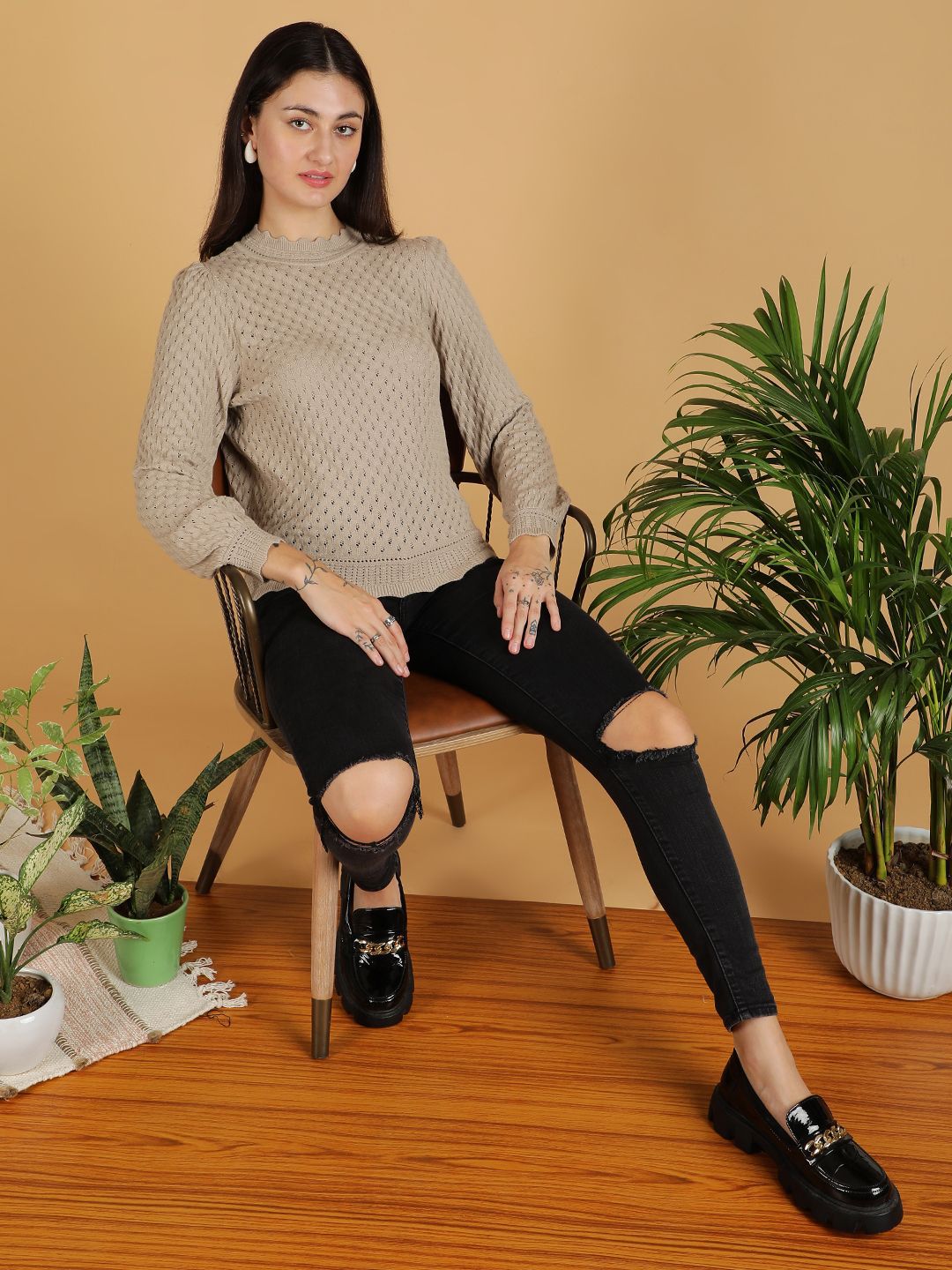 Kotty Women Round Neck Long Sleeves Pullover