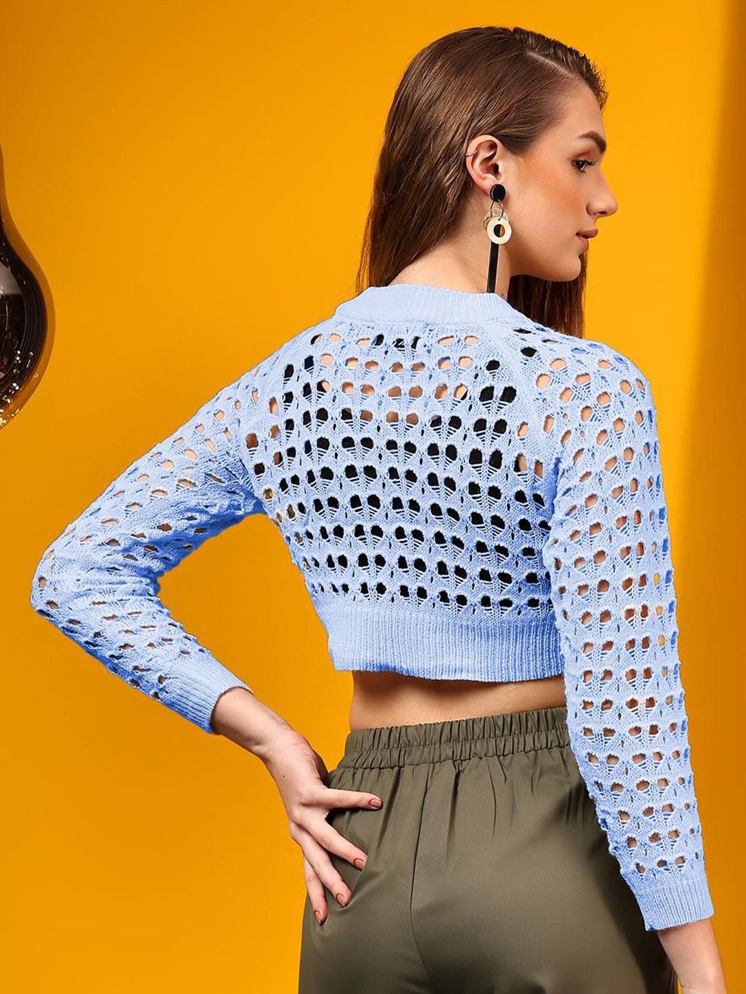 Kotty Women Open Knit Crop Pullover