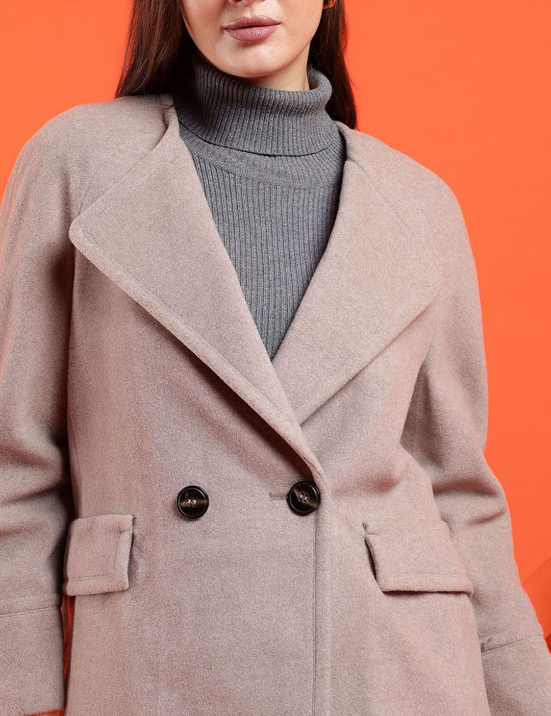 Kotty Women Solid Notched Lapel Overcoat