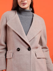 Kotty Women Solid Notched Lapel Overcoat
