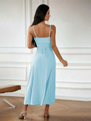 Kotty Women Solid Shoulder Straps Fit and Flare Dress