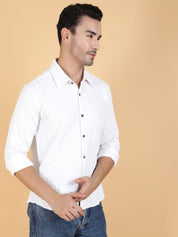 Kotty Men Relaxed Spread Collar Textured Cotton Casual Shirt