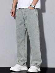 Kotty Men Baggy Fit Mid-Rise Light Fade Stretchable Jeans