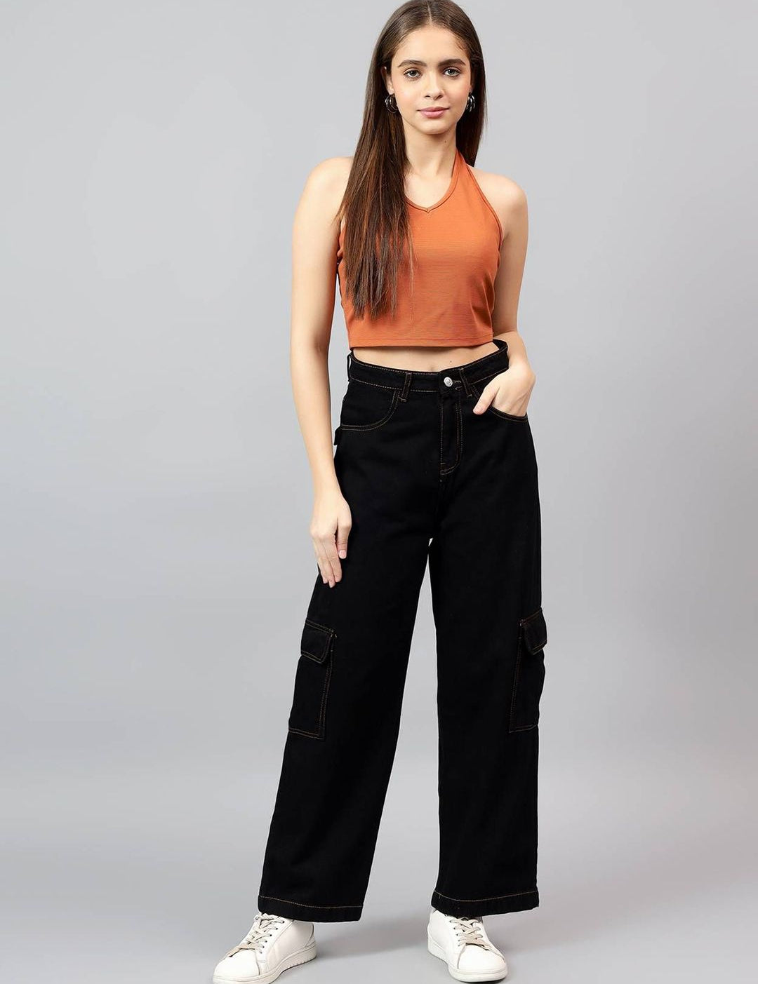 Kotty Women Wide Leg High-Rise Cotton Stretchable Jeans