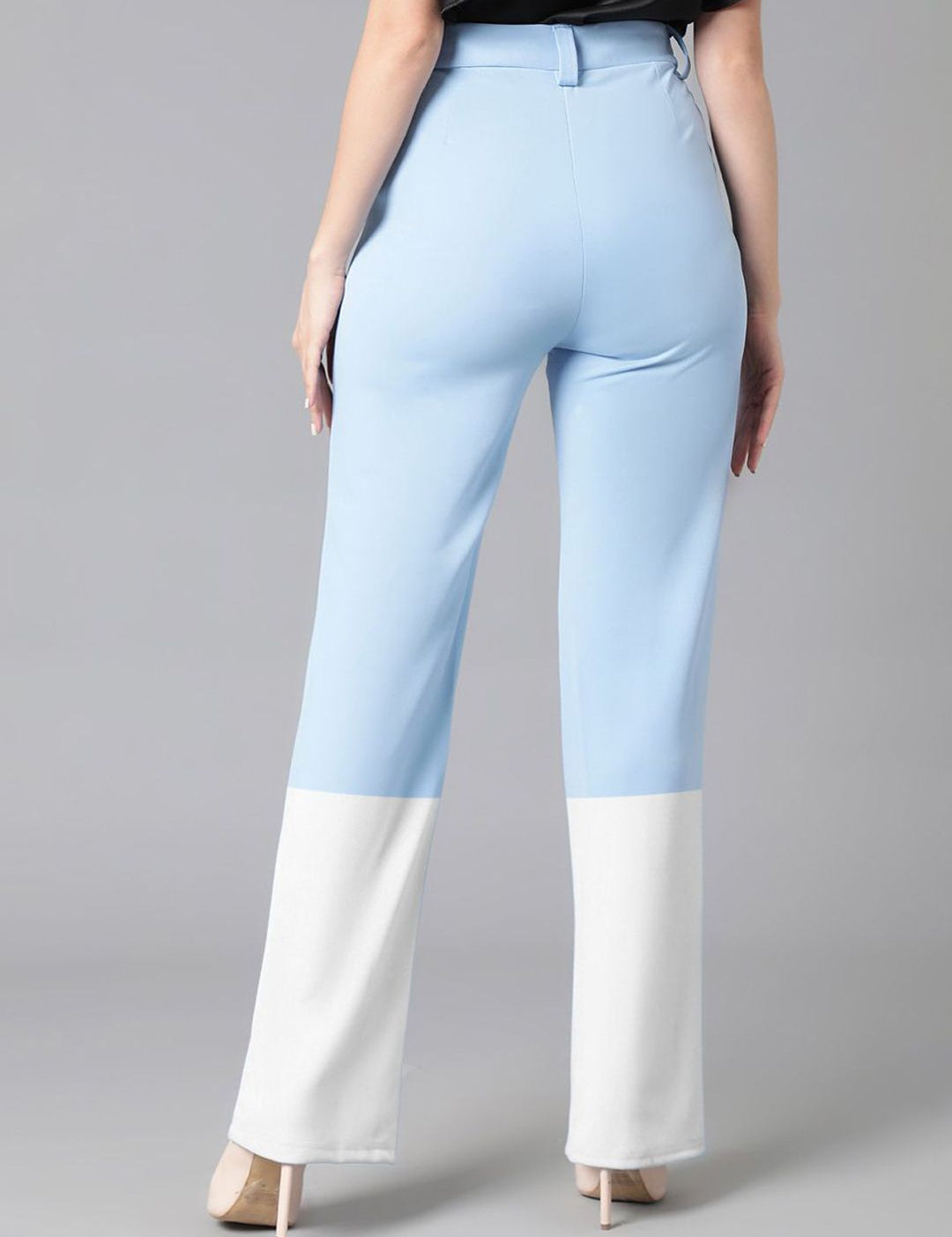 Kotty Women Colourblocked Straight Fit High-Rise Easy Wash Trousers