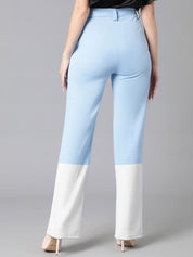 Kotty Women Colourblocked Straight Fit High-Rise Easy Wash Trousers