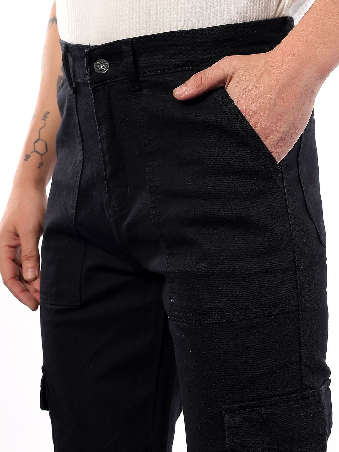 Kotty Men Comfort Regular Fit Mid-Rise Stretchable Cargo Jeans