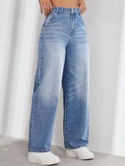 Kotty Women Jean Wide Leg High-Rise Heavy Fade Stretchable Jeans