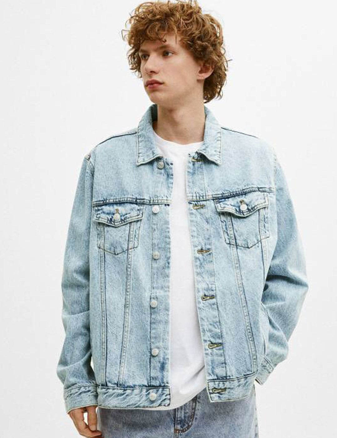 Kotty Men Solid Spread Collar Denim Jacket