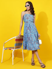 Kotty Print Crepe Women Fit & Flare Midi Dress