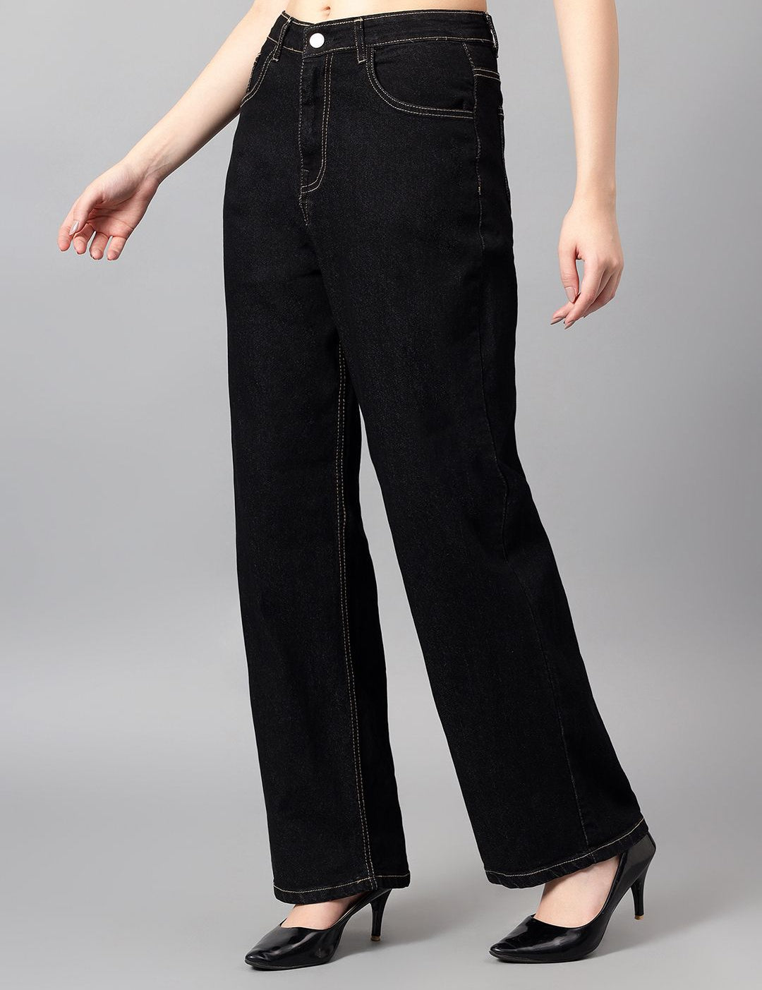 Kotty Women Straight Fit High-Rise Cotton Stretchable Jeans