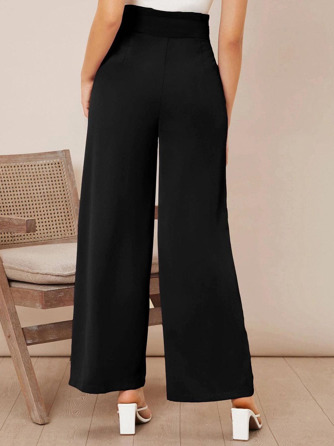 Kotty Women High-Rise Wide Leg Pleated Korean Pants Trousers