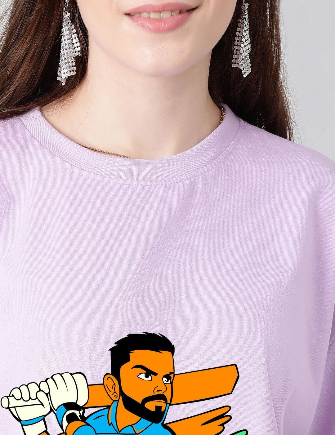 Kotty Women Graphic Printed Round Neck Cotton Oversized T-shirt