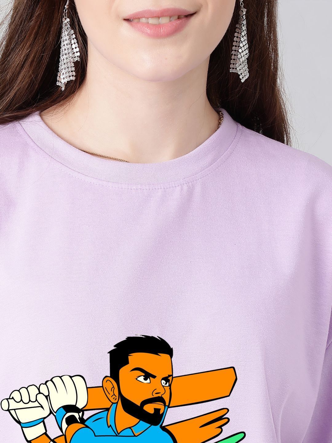 Kotty Women Graphic Printed Round Neck Cotton Oversized T-shirt