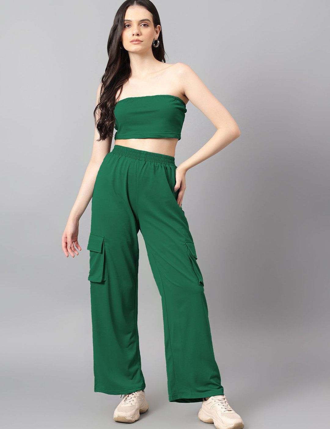 Kotty Green Off-Shoulder Top With Trouser