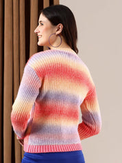 Kotty Striped Crew Neck Cotton Pullover Sweater