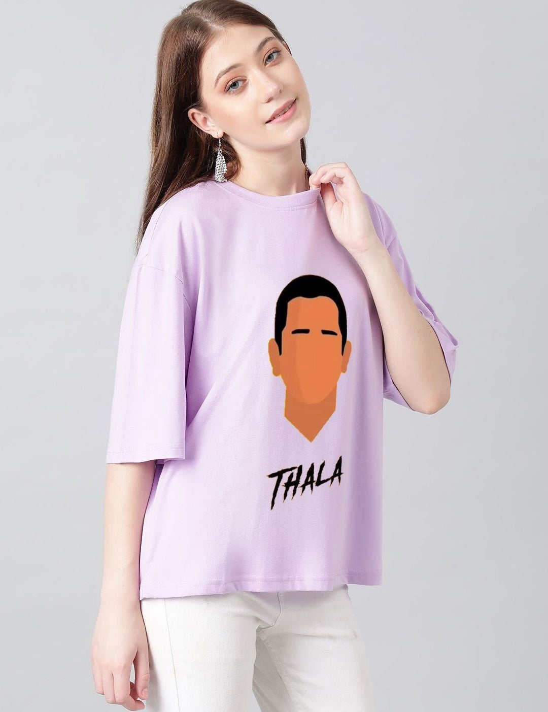 Kotty Women Graphic Printed Round Neck Cotton Oversized T-shirt