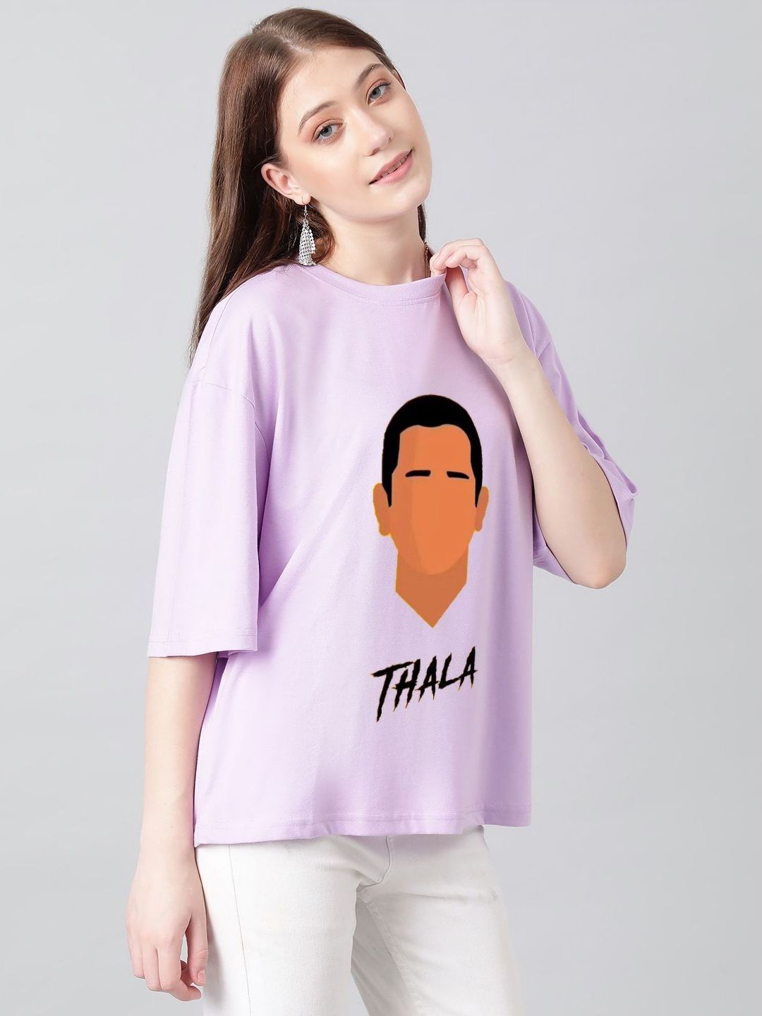 Kotty Women Graphic Printed Round Neck Cotton Oversized T-shirt