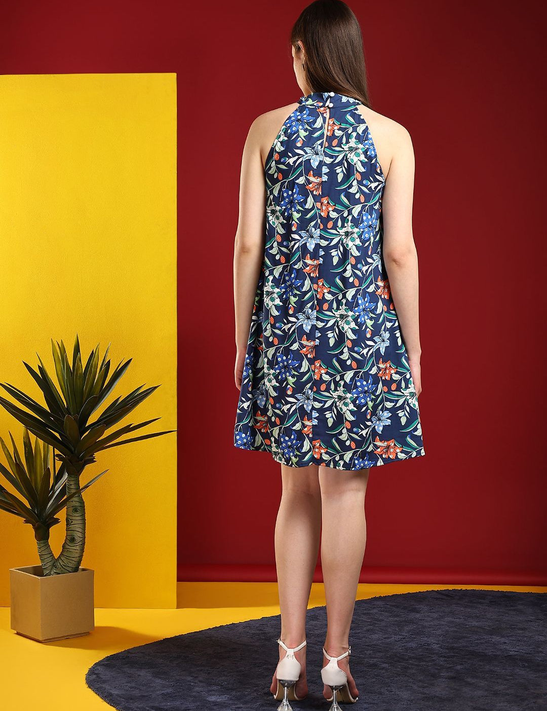 Kotty Print Halter Neck A-Line Dress