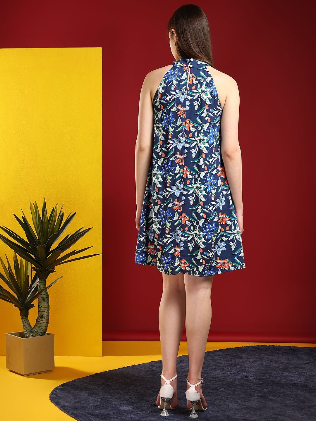 Kotty Print Halter Neck A-Line Dress