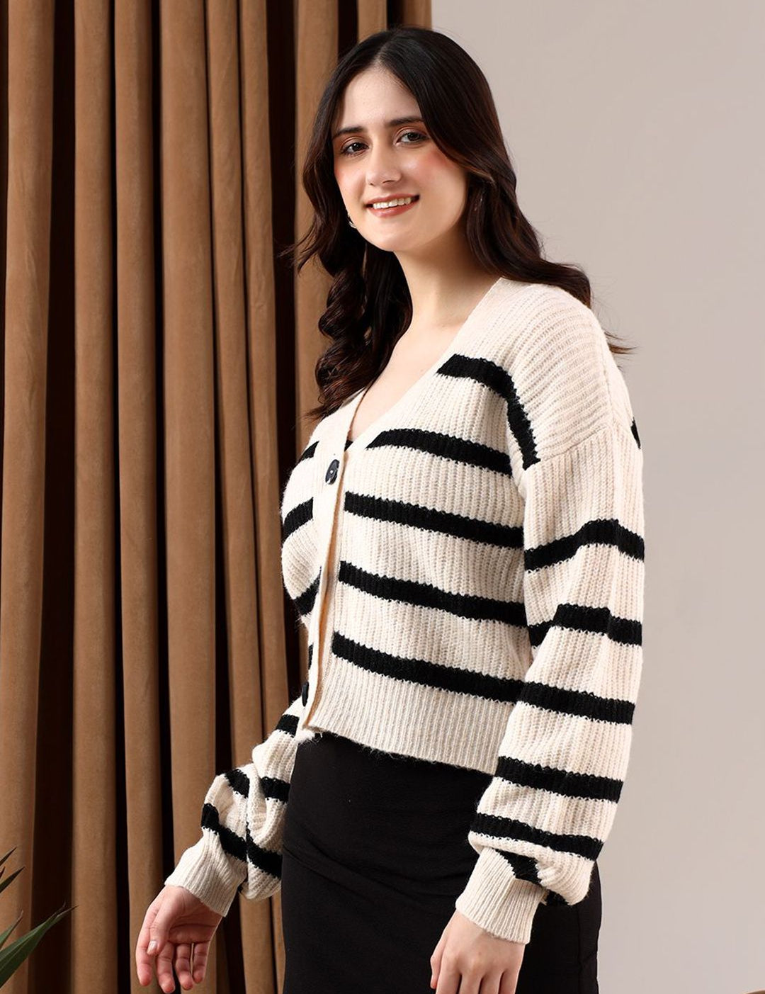 Kotty Women Striped Printed Cardigan