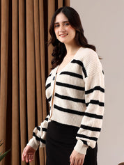 Kotty Women Striped Printed Cardigan