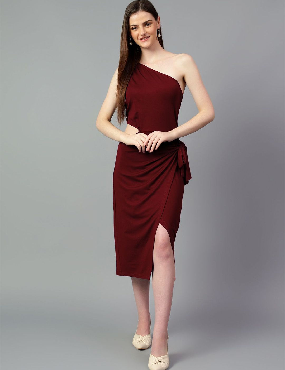 Kotty One Shoulder Sheath Midi Dress