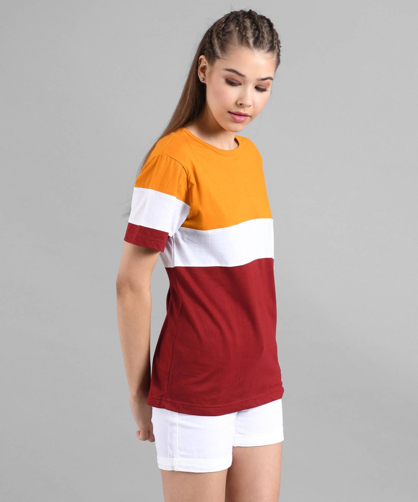 KOTTY Pack of 2 Women Colorblock Round Neck Cotton Blend Multicolor T-Shirt