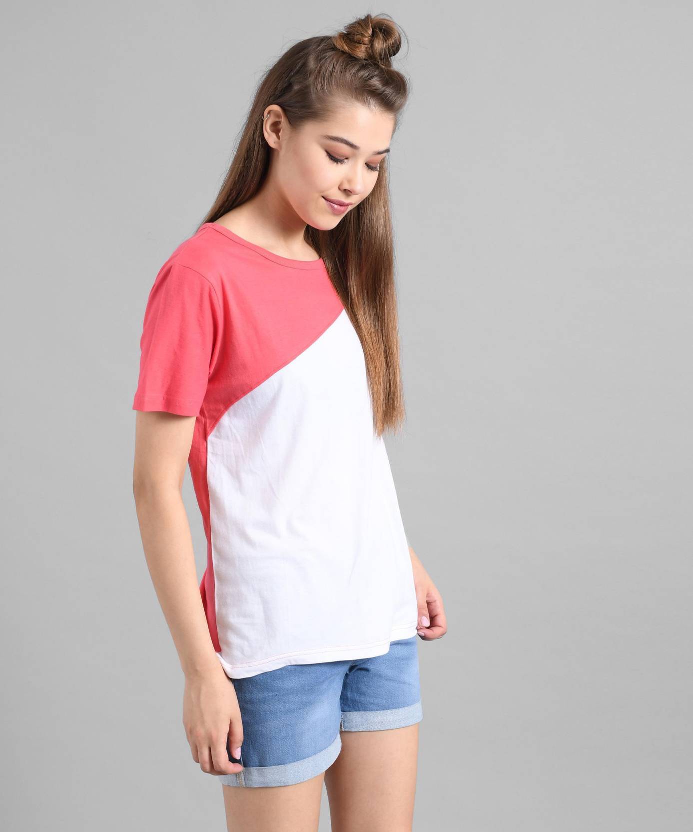 KOTTY Pack of 2 Women Colorblock Round Neck Cotton Blend Multicolor T-Shirt